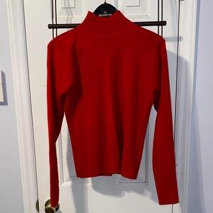 Vintage Meister mock neck sweater, red, wool and acrylic, dry clean only